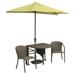 Blue Star Group Terrace Mates Genevieve All-Weather Wicker Coffee Color Table Set w/ 9 -Wide OFF-THE-WALL BRELLA - Yellow Olefin Canopy