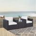 Crosley Furniture Biscayne 3-Piece Outdoor Chair and Side Table Set Wicker Patio Conversation Sets