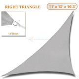 Sunshades Depot 11 x 12 x 16.3 Sun Shade Sail Right Triangle Permeable Canopy Light Gray Custom Size Available Commercial Standard