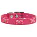 Mirage Pet 83-63 Pk14 Pink Glitter Bow Widget Genuine Leather Dog Collar Pink - Size 14