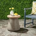 SAFAVIEH Outdoor Collection Button Concrete Accent Stool Dark Grey