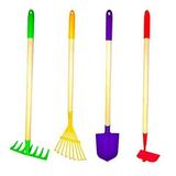 G & F 10018 JustForKids Kids Garden Tools Set Rake Spade Hoe and Leaf Rake 4-Piece