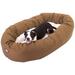 Majestic Pet Sherpa Poly/Cotton Bagel Pet Bed for Dogs Calming Dog Bed Washable Large Khaki