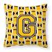 Letter G Football Black Old Gold and White Fabric Decorative Pillow