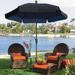 7.5 Hex Home Garden Umbrella 6 Rib Crank Champagne Bronze with Teal Vinyl Coated Weave Canopy