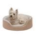 FurHaven Pet Products Faux Sheepskin & Suede Oval Pet Bed for Dogs & Cats - Clay Medium