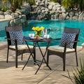 Nia Wicker 3-Piece Outdoor Bistro Set with Cushions Multi-Brown/Creme
