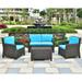 International Caravan Majorca Resin Wicker 4 Piece Patio Conversation Set