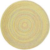 Rhody Rug Playful Indoor/Outdoor Braided Area Rug Yellow 6 Round Synthetic Nylon Polypropylene Border Antimicrobial Stain Resistant 6 Round