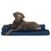 FurHaven | Plush & Velvet Deluxe L-Chaise Lounge Pillow Sofa-Style Pet Bed for Dogs & Cats Deep Sapphire Large