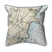 Betsy Drake Cape Neddick - ME Nautical Map Small Corded Indoor & Outdoor Pillow - 12 x 12 in.