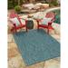 Unique Loom Solid Indoor/Outdoor Solid Rug Teal/Navy Blue 8 x 11 4 Rectangle Solid Modern Perfect For Patio Deck Garage Entryway