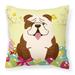 Carolines Treasures BB6121PW1818 Easter Eggs English Bulldog Brindle White Fabric Decorative Pillow 18H x18W