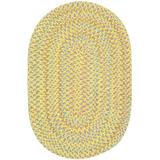 Rhody Rug Playful Indoor/Outdoor Braided Area Rug Yellow 10 x 13 Oval Synthetic Nylon Polypropylene Solid Antimicrobial Reversible Stain