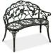 Best Choice Products Outdoor Bench Steel Garden Patio Porch Furniture w/ Floral Accent Antique Finish - Black/Green