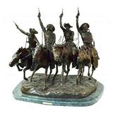 American Handmade 100% Bronze Sculpture Statue â€œComing through the Ryeâ€� by Frederic Remington baby size 7 H x 9.25 L x 6 W
