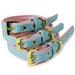CoreLife Dog Collar / Cat Collar Padded Baby Blue & Pink Two-Toned Vegan Leather Pet Collars for Small and Medium Dogs and Cats