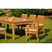 Teak Dining Set: 6 Seater 7 Pc: Large Atnas 118 Dining Rectangle Table Table 2 Arm & 4 Giva Armless Chairs Outdoor Patio Grade-A Teak Wood WholesaleTeak #WMDSGV54