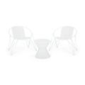 Ariella Modern Outdoor Iron Chat Set with Side Table Matte White