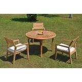 Grade-A Teak Dining Set: 3 Seater 4 Pc: 48 Round Table And 3 Vellore Stacking Arm Chairs Outdoor Patio WholesaleTeak #WMDSWVm