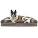 FurHaven Pet Products Faux Fur & Velvet Cooling Gel Memory Foam Sofa-Style Pet Bed for Dogs & Cats - Driftwood Brown Jumbo