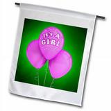 3dRose Three pink helium balloons it is a girl birthday Garden Flag 18 by 27-Inch
