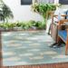 SAFAVIEH Courtyard Trena Fish Print Indoor/Outdoor Area Rug 4 x 5 7 Aqua/Beige