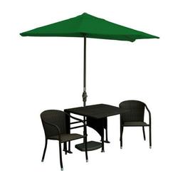 Blue Star Group Terrace Mates Daniella All-Weather Wicker Java Color Table Set w/ 7.5 -Wide OFF-THE-WALL BRELLA - Forest Green Sunbrella Canopy