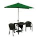 Blue Star Group Terrace Mates Daniella All-Weather Wicker Java Color Table Set w/ 7.5 -Wide OFF-THE-WALL BRELLA - Forest Green Sunbrella Canopy