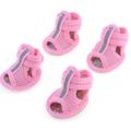 Unique Bargains 2 Pairs Rubber Sole Pink Mesh Sandals Yorkie Chihuaha Dog Shoes Size L