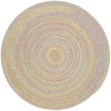 Rhody Rug Playful Indoor/Outdoor Braided Area Rug Sand Beige 6 Round Synthetic Nylon Polypropylene Border Antimicrobial Stain Resistant 6 Round
