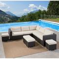 Faviola Outdoor 9 Piece Wicker Sectional Sofa Set with Aluminum Frame and Cushions Multibrown Beige