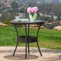 Juniper Outdoor Wicker 27 Bistro Glass Table Multibrown