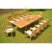 Grade-A Teak Dining Set: 12 Seater 13 Pc: 122 Atnas Double Extension Rectangle Table And 12 Wave Stacking Arm Chairs Outdoor WholesaleTeak #WMDSWV16