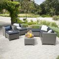 Cascada Outdoor 10 Piece Wicker Sofa Collection with Cushions Dark Grey Mixed Black