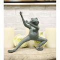 Ebros Aluminum Metal Whimsical Tai Chi Kung Fu Frog Horse Stance Garden Statue