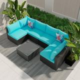 Ainfox 7 Pcs Outdoor Patio Furniture Sofa Set on Sale Blue