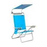 Deluxe 4 Reclining Positions Lightweight High Aluminum Beach Chair with Canopy Shade for Adults Drink Holder Storage Pouch