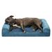 FurHaven Pet Products Faux Fur & Velvet Orthopedic Sofa Pet Bed for Dogs & Cats - Harbor Blue Large