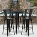 Emma + Oliver Commercial 24 Round Black Metal Indoor-Outdoor Bar Table Set-4 Cafe Stools