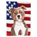 Carolines Treasures BB9392GF Red Staffie Bull Terrier Patriotic Flag Garden Size Small multicolor