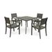 GDF Studio Baxley Outdoor Acacia Wood 5 Piece Dining Set Gray