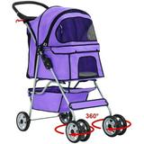 BestPet Pet Stroller Cat Dog Cage Stroller Travel Folding Carrierï¼ŒPurple