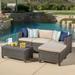 Cascada 5 piece Outdoor Wicker Sofa Sectional with Table and Cushions Dark Brown and Beige