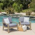 Cascada Outdoor Acacia Wood Club Chairs with Cushions Set of 2 Grey Dark Grey