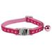 Two Tone Pawprint Cat Collar Jingle Bell Nylon Ribbon Fits 8 - 12 Choose Color (Pink)