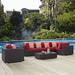 Modway Convene 7 Piece Outdoor Patio Sectional Set in Espresso Red