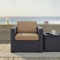 Crosley Furniture Biscayne Wicker / Rattan Patio Arm Chair in Brown and Mocha