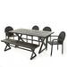 GDF Studio Damon Outdoor Wicker and Aluminum 6 Piece Dining Set with Bench Multibrown and Black