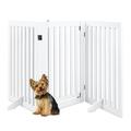 Best Choice Products 31.5in 3-Panel Freestanding Wooden Pet Gate w/ Walk Through Door Adjustable Pen - White